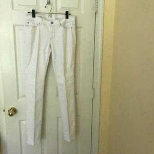 Ann Taylor White Jeans with Tan Stitching